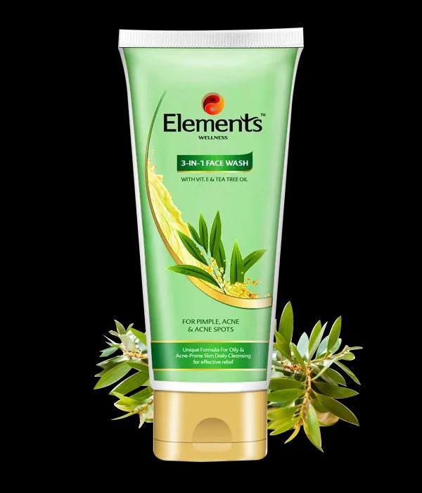 Elements 3-in-1 Face Wash | With TEA TREE OIL AND VIT E | 60g