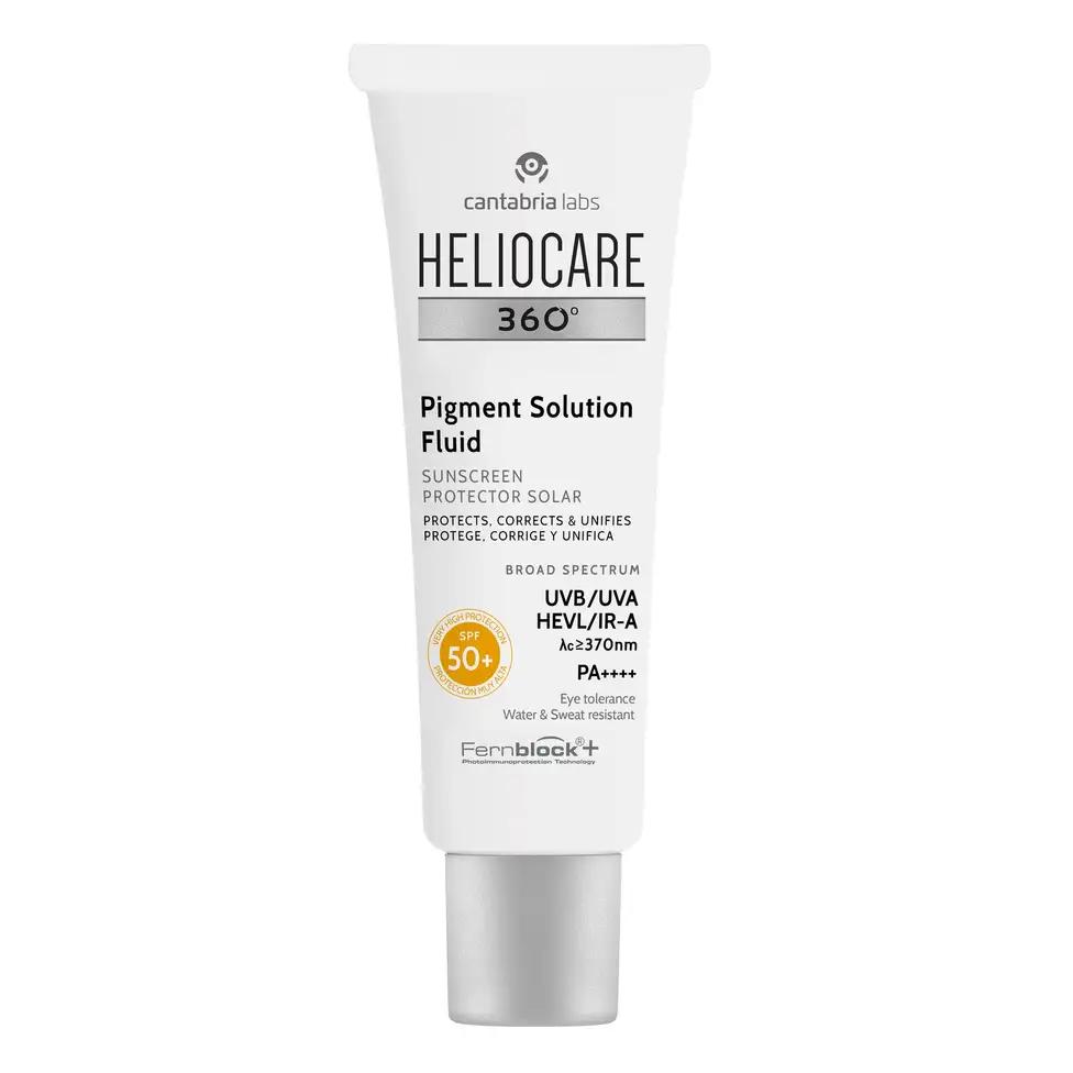 Heliocare 360° Pigment Solution Fluid SPF 50 PA++++ Facial Photoprotection, Ultralight, Prevents and Corrects Spots, Evens Skin Tone, Colorless - 50 ml