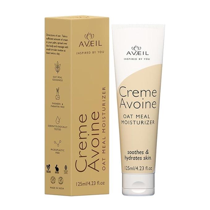 AVEIL Creme Avoine Oat Meal Body Moisturizer | Nourishing & Hydrating Moisturizer for Face | All Season Moisturizer for Body | For All Skin Types | Non-Greasy Body Lotion - 125ml
