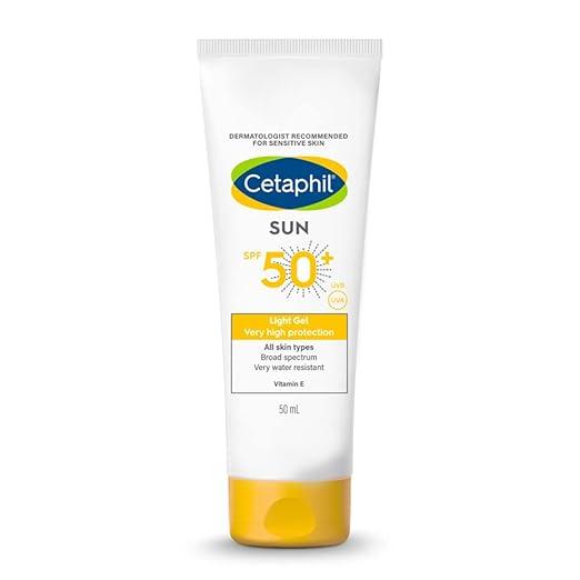 Cetaphil Sun SPF 50 Sunscreen For Combination Skin Type, Very High Protection Lightweight Gel, Water-resistant, Vitamin E - 50 ml