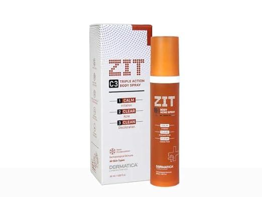 Dermatica Zit C-3 Triple-Action Spray - Lightens Spots, Treats Acne Scars, Soothes Redness - Convenient Body Spray for All Skin Types- 50 ml