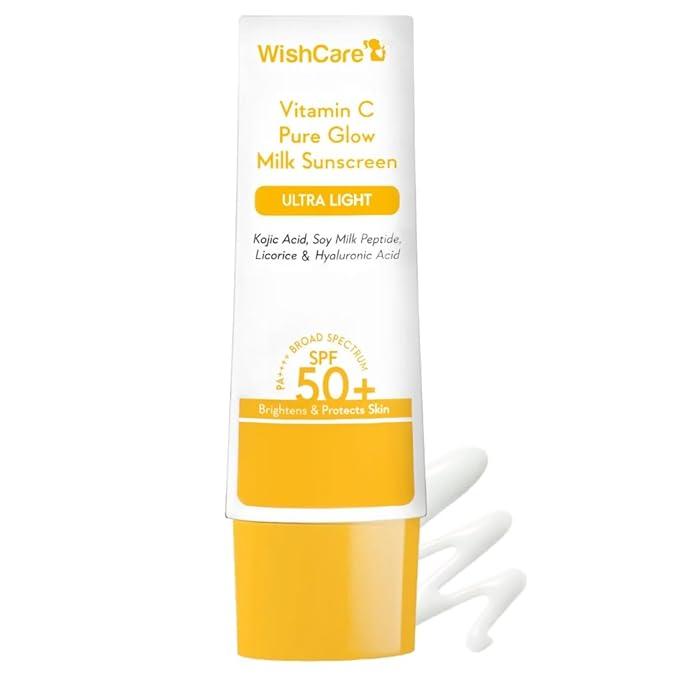 WishCare Vitamin C Pure Glow Milk Sunscreen SPF 50 PA++++ – 50 gm