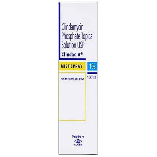 Clindac A Mist Spray 100 ml | Topical Antibiotic Spray for Acne & Bacterial Skin Infections | With Clindamycin 1% w/v