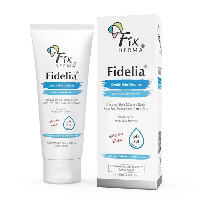Fixderma Fidelia Gentle Skin Cleanser | Face Wash for Women | Body Wash for Men | Face & Body Wash for Dry & Sensitive Skin | Soap Free Face & Body Wash - 100 ml