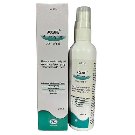 Accare Body Acne Spray | 60 ml Clears Acne, Unclogs Pores & Controls Oil | For Oily, Acne-Prone & Sensitive Skin