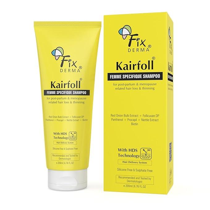 Fixderma Kairfoll Femme Specifique Red Onion Shampoo – 200 ml | Advanced Hair Fall Control for Postpartum & Menopause | Biotin & Castor Oil | Sulphate-Free