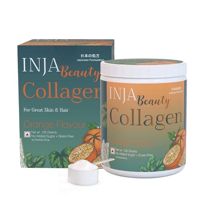 INJA Beauty Marine Collagen Powder for Women and Men – Orange Flavour - 125 gm
