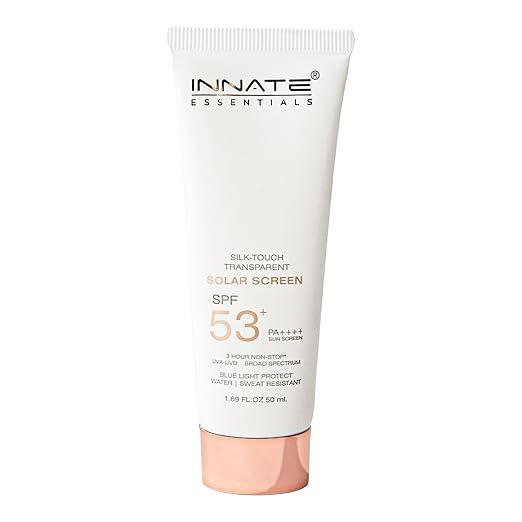 INNATE YOU ARE BEAUTIFUL Silk-Touch Transparent Solar Sunscreen SPF 53+ PA++++ – 50 ml Broad-Spectrum UVA/UVB & Blue Light Protection | Non-Comedogenic