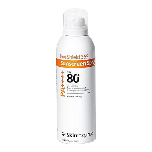 SkinInspired Invi Shield 365 Body Sunscreen Spray SPF 80+ PA++++ | 100ml |  Ultra-Light, Non-Greasy, and Powerful Sun Protection