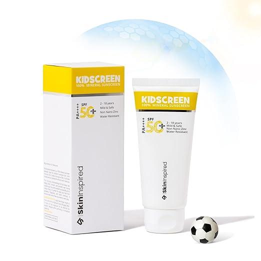 SkinInspired Kidscreen 100% Mineral Sunscreen SPF 50+ PA++++ | 50 gm | Gentle, Non-Greasy Mineral Sun Protection for Kids