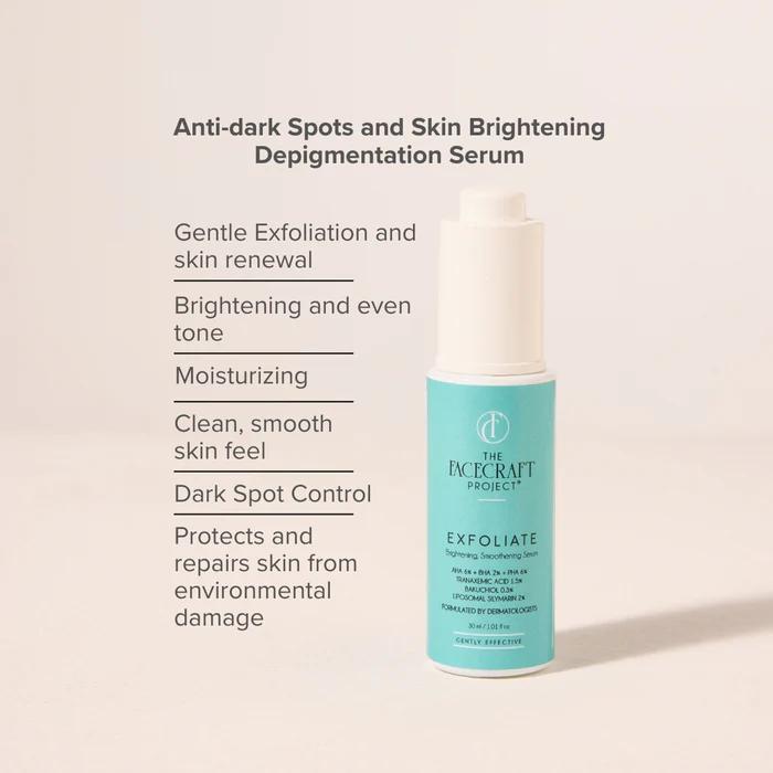 The Facecraft Project Exfoliate Brightening Smoothening Depigmentation Serum – 30 ml