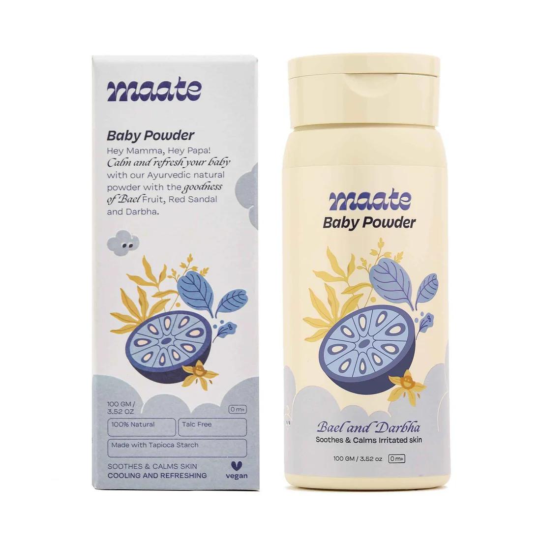 Maate Ayurvedic Baby Powder – 100 gm | 100% Natural & Talc-Free