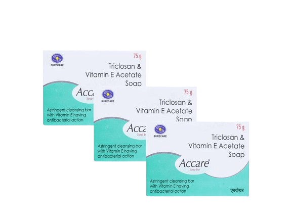 Surecare Pharma Accare Triclosan & Vitamin E Acetate Soap (75 g)