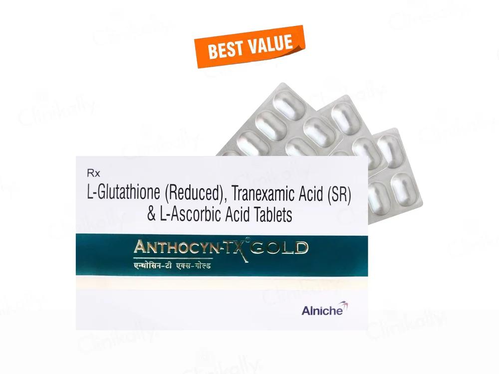 Anthocyn-TX Gold Tablet with Glutathione & Tranexamic Acid-10 Tablets