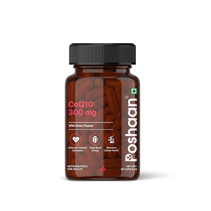 Poshaan CoQ10 300mg | High-Strength Coenzyme Q10 with Black Pepper Extract