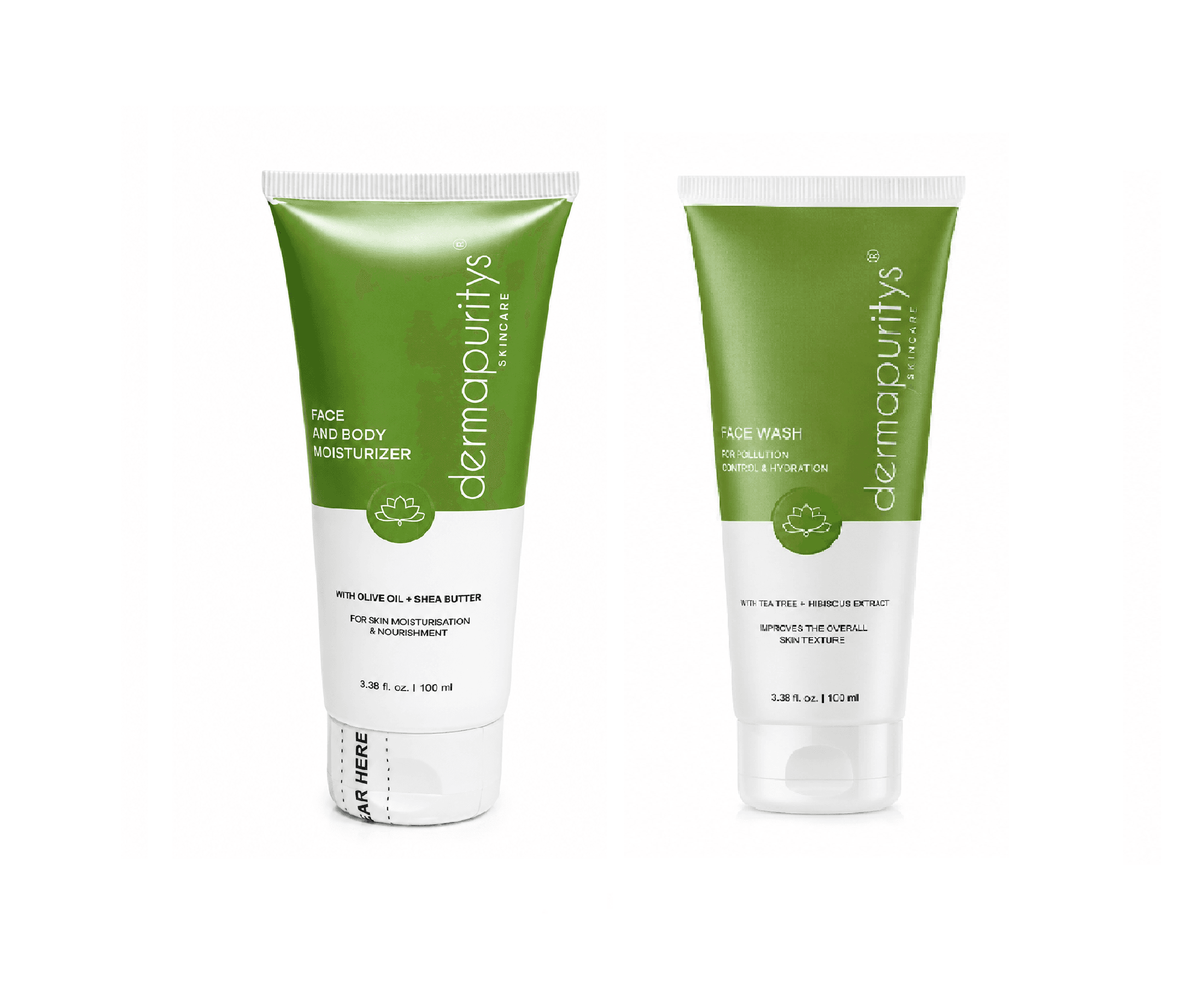 Derma Puritys Face wash for pollution control and hydration -100ml + Face & Body Moisturizer with olive oil extract - 100ml | For All Skin Types