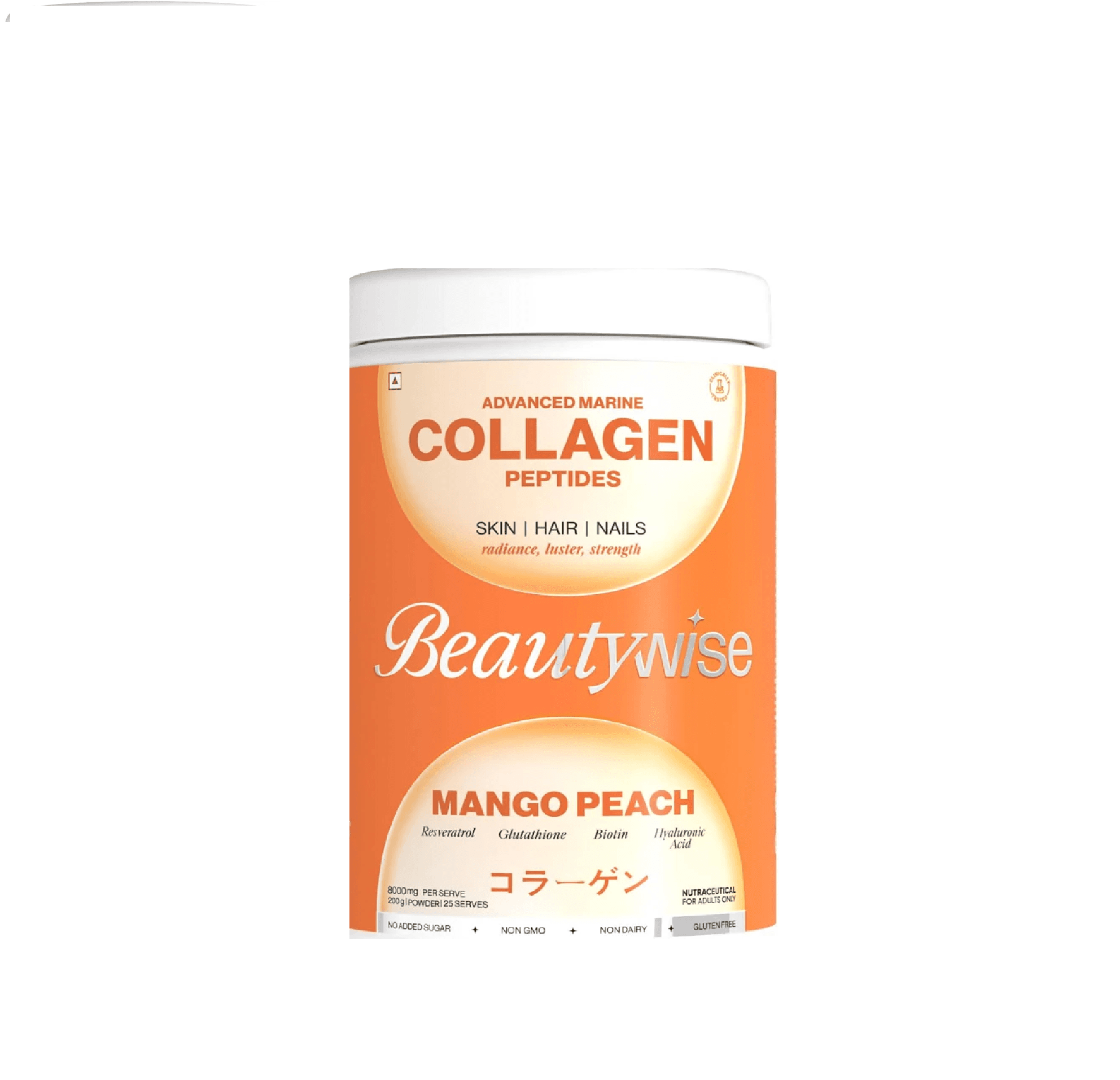 Beautywise Advanced Marine Collagen Peptides 200g – 8,000mg | Skin, Hair & Nail Support | Mango