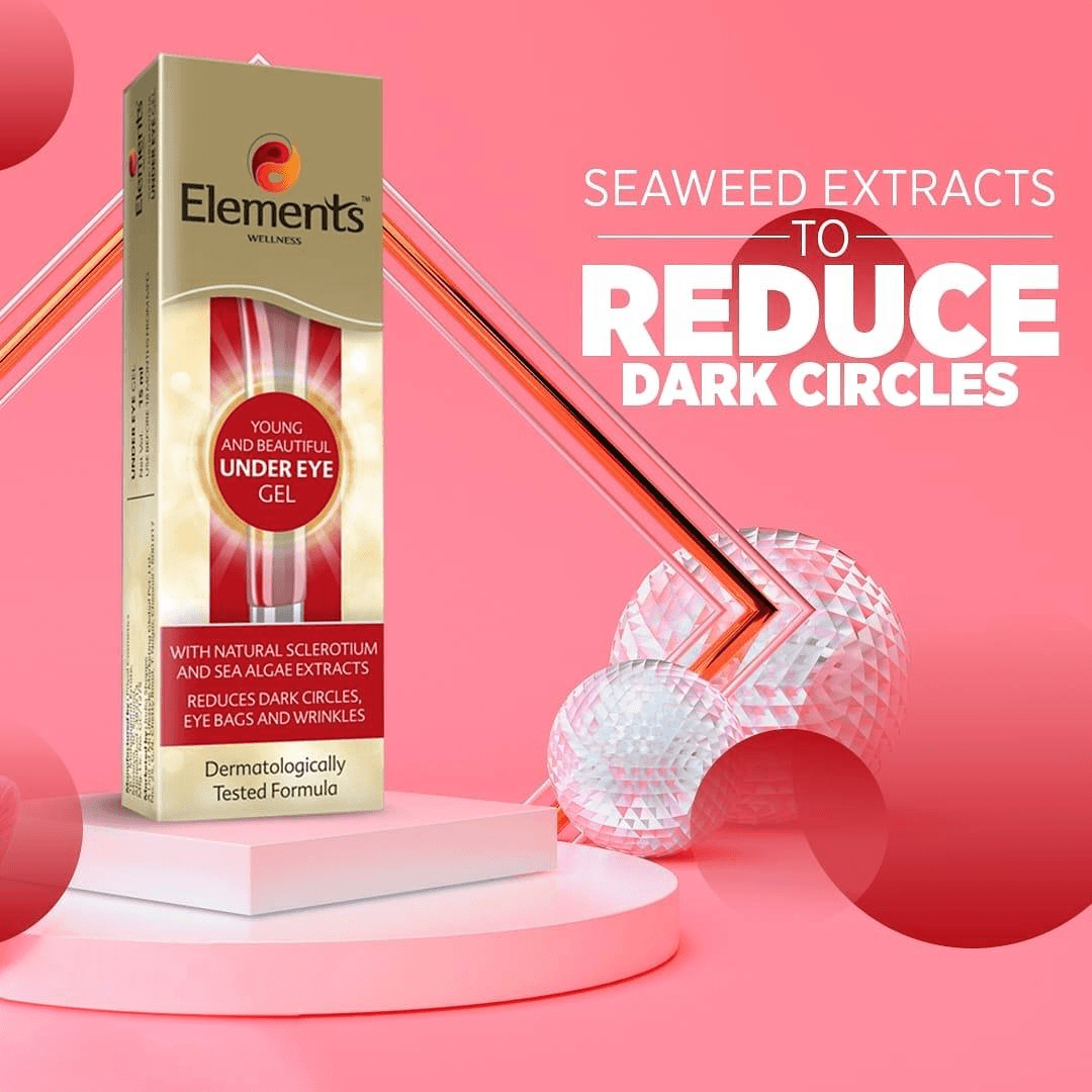 Elements Wellness Young & Beautiful Under Eye Gel | Reduces Dark Circles, Eye Bags & Wrinkles | Dermatologically Tested - 15g/18ml