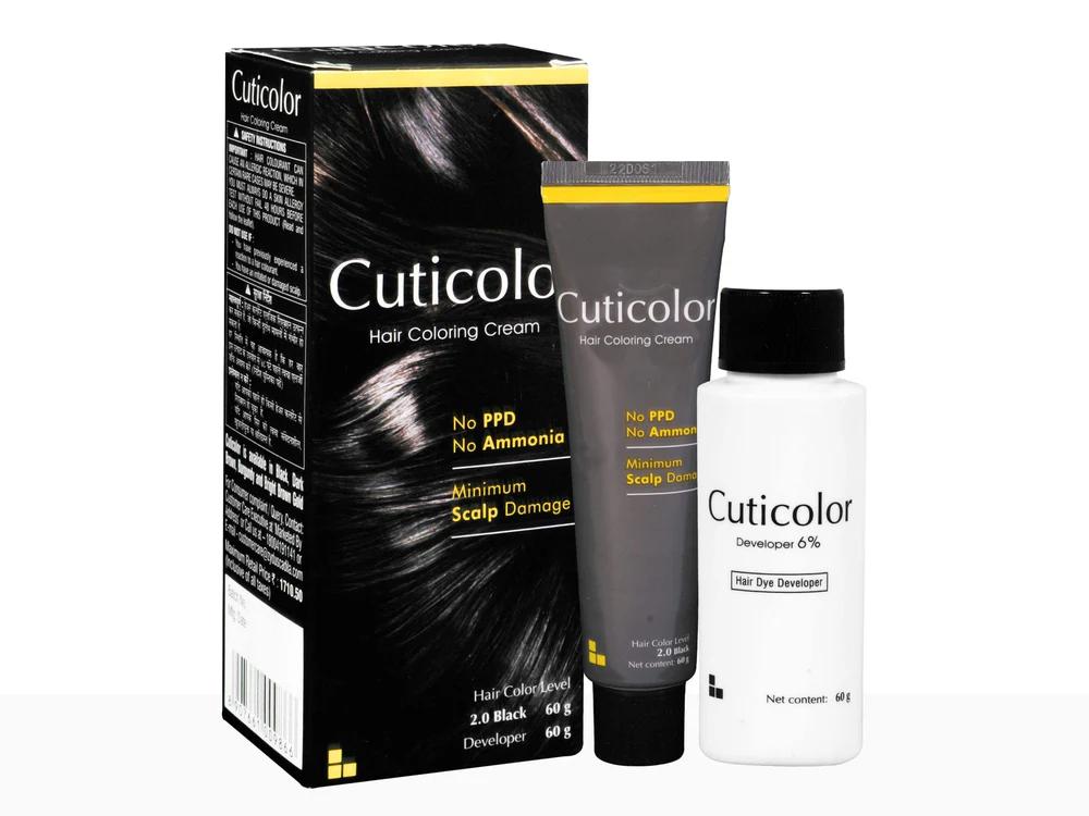 Cuticolor Hair Coloring Cream Black 2.0 - 60g