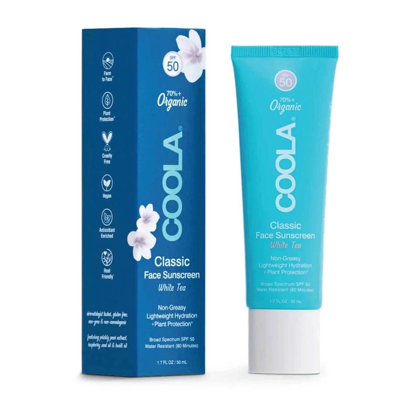 Coola Classic Face Sunscreen SPF 50, White Tea - 50 ml