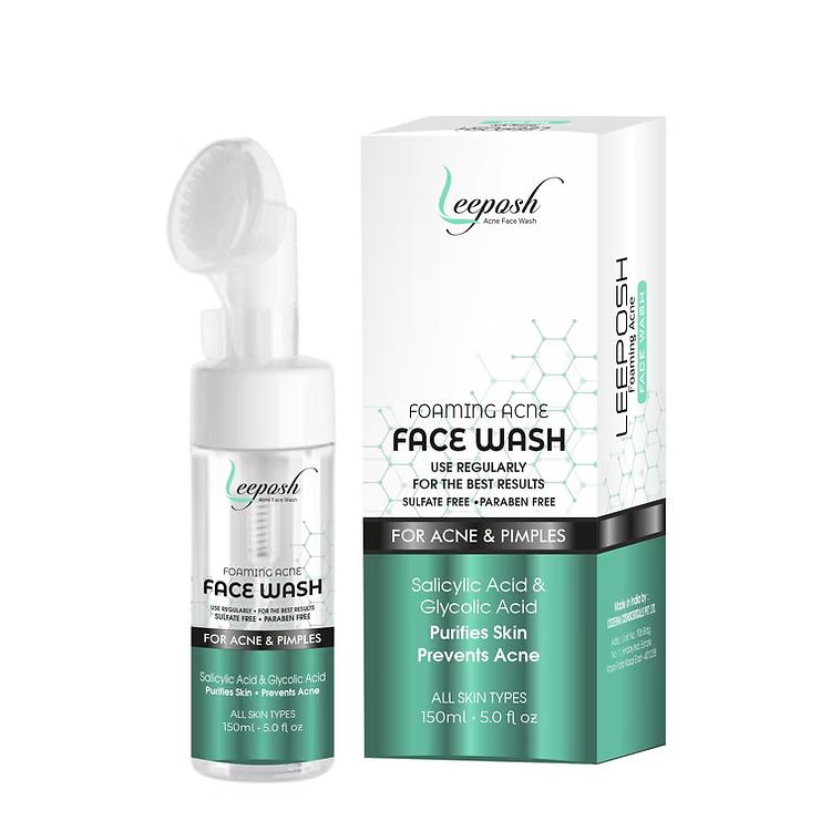 Leeposh Tea Tree Foaming Acne Face Wash with Built-in Brush - 150 ml