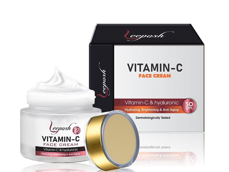 Leeposh Vitamin C Face Cream - Oil Free, Quick Absorbing - For All Skin Types - 50gm