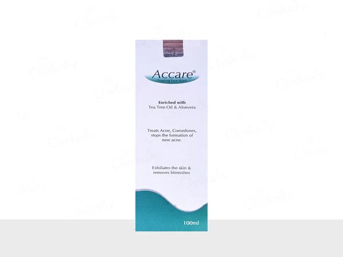 Accare Face Wash Enriched with Tea Tree Oil & Aloe Vera | 100 ml Cleanses, Exfoliates & Fights Acne | With Salicylic Acid & Glycolic Acid