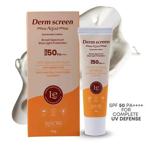 Lesoir Derm Screen Aqua Sunscreen Lotion – SPF 50+ PA++++ – 50 gm | Broad Spectrum & Blue Light Protection