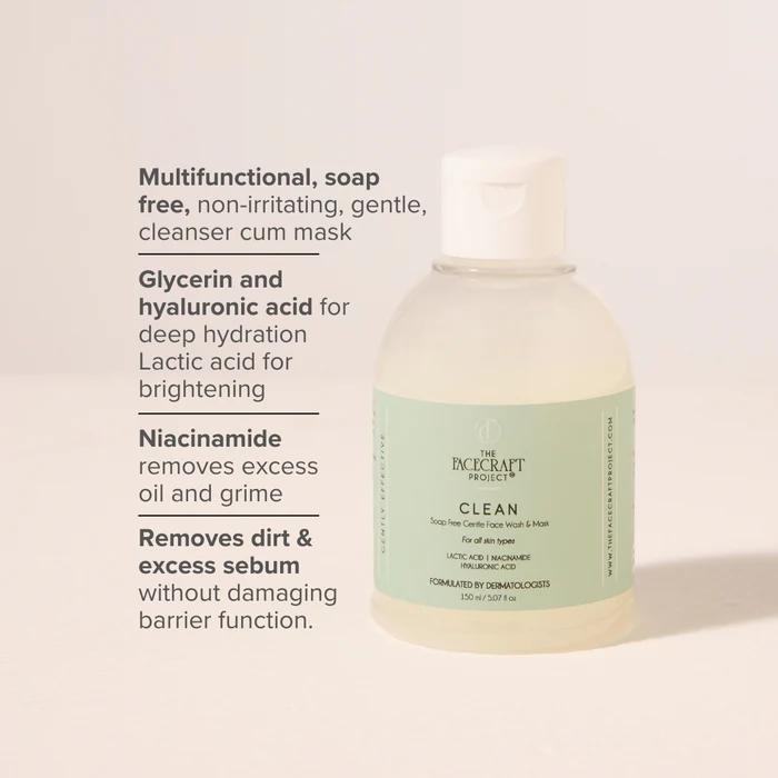 The Facecraft Project Clean Gentle Face Wash & Mask – 150 ml