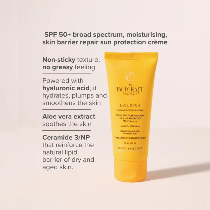 The Facecraft Project Nourish Moisturizing Sun Protection Cream SPF 50 PA+++ – 50 gm